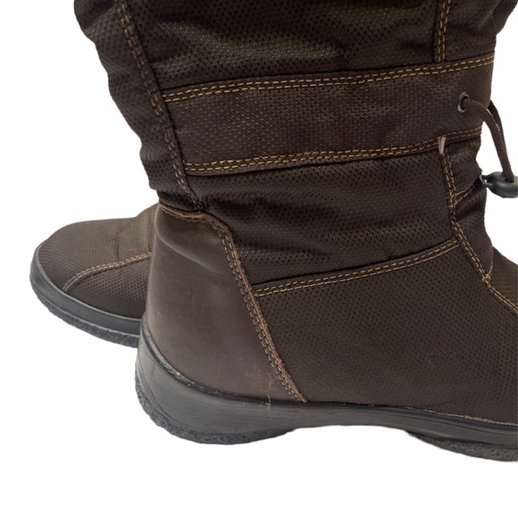 Olang Brown Nylon 100% Wool Lined Winter Boots With Built In Ice Grips Spikes - Picture 2 of 16